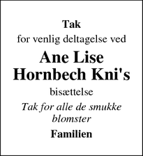 Taksigelsen for Ane Lise Hornbech Kni's - Odder