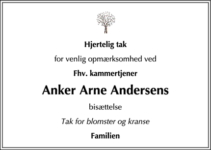 Taksigelsen for Anker Arne Andersens - København