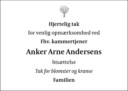 Taksigelsen for Anker Arne Andersens - København