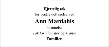 Taksigelsen for Ann Mardahls - Aarhus