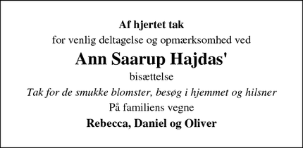 Taksigelsen for Ann Saarup Hajdas - Silkeborg