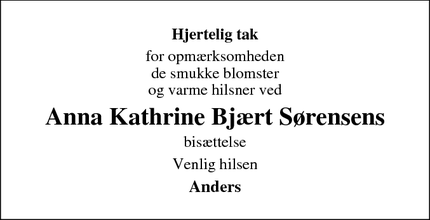Taksigelsen for Anna Kathrine Bjært Sørensens  - Viborg