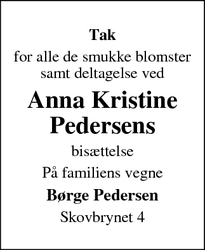 Taksigelsen for Anna Kristine Pedersens  - Svendborg