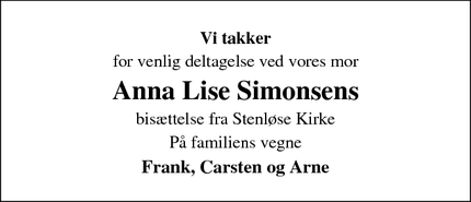 Taksigelsen for Anna Lise Simonsen - Stenløse 3660