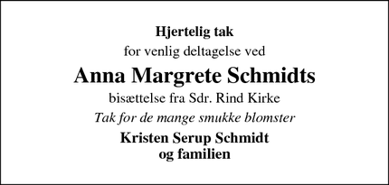 Taksigelsen for Anna Margrete Schmidts - Viborg