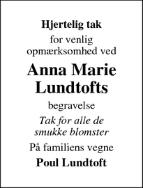 Taksigelsen for Anna Marie Lundtoft - Pandrup