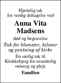 Taksigelsen for Anna Vita Madsens - Skjern