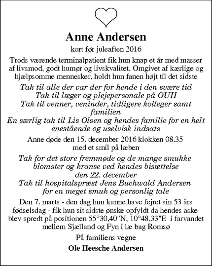 Taksigelsen for Anne Andersen - Odense