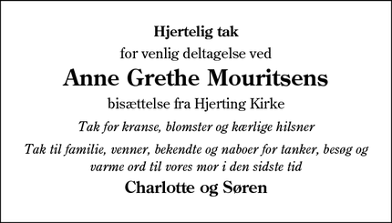 Taksigelsen for Anne Grethe Mouritsen - Esbjerg