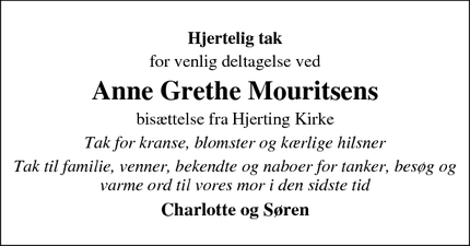 Taksigelsen for Anne Grethe Mouritsen - Esbjerg