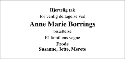 Taksigelsen for Anne Marie Borring - Korsør