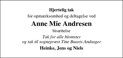 Taksigelsen for Anne Mie Andresen - Aabenraa