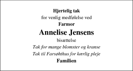 Taksigelsen for Annelise Jensens - Allingåbro