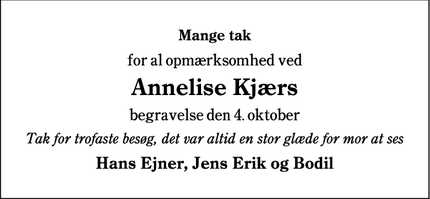 Taksigelsen for Annelise Kjærs - Gram