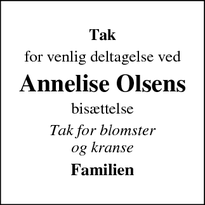 Taksigelsen for Annelise Olsens - Greve