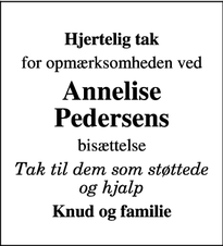Taksigelsen for Annelise Pedersens - Odense