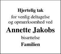 Taksigelsen for Annette Jakobs - Frederiksvaerk