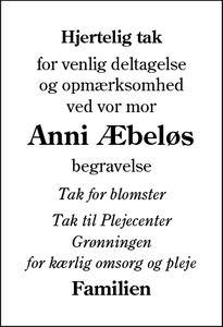 Taksigelsen for Anni Æbelø - Tinglev