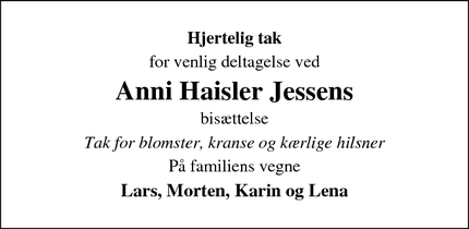 Taksigelsen for Anni Haisler Jessen - Silkeborg