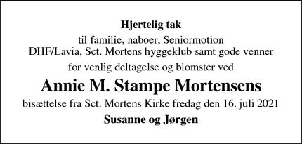 Taksigelsen for Annie M. Stampe Mortensens - Næstved
