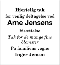 Taksigelsen for Arne Jensens - Maribo