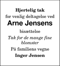 Taksigelsen for Arne Jensens - Maribo