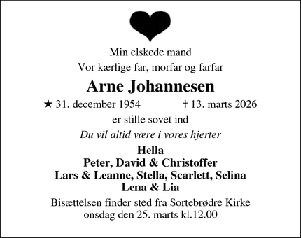 Dødsannoncen for Arne Johannesen - Viborg