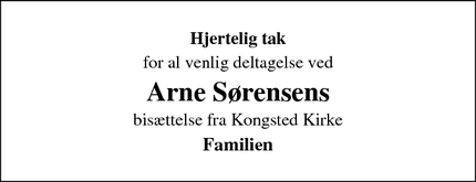 Taksigelsen for Arne Sørensen - Rønnede