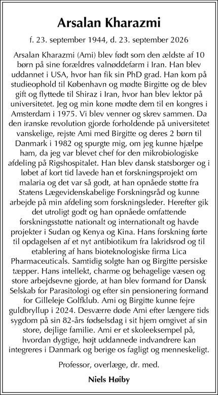 Taksigelsen for Arsalan Kharazmi - København