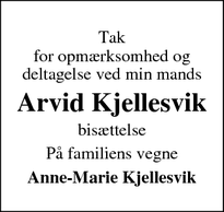 Dødsannoncen for Arvid Kjellesvik - Odense