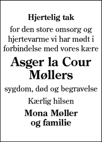 Taksigelsen for Asger la Cour
Møllers - Lysabild