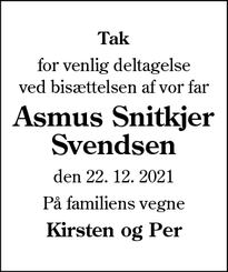 Taksigelsen for Asmus Snitkjer
Svendsen - Ribe