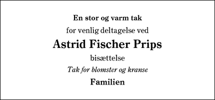 Taksigelsen for Astrid Fischer Prips - Grindsted