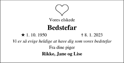 Dødsannoncen for Bedstefar - Tim