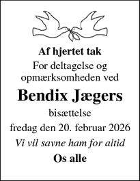 Taksigelsen for Bendix J&aelig;ger - Svendborg 