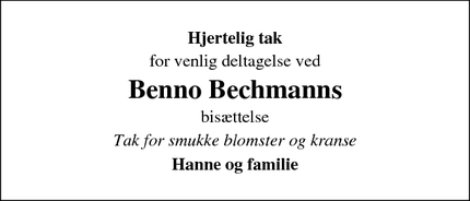 Taksigelsen for Benno Bechmanns - Silkeborg