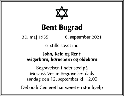 Dødsannoncen for Bent Bograd - Holte