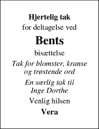 Taksigelsen for Bent - Ølstrup, 6950 Ringkøbing