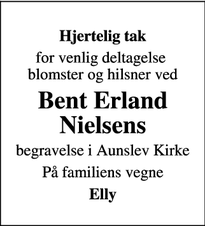 Taksigelsen for Bent Erland Nielsens - Aunslev