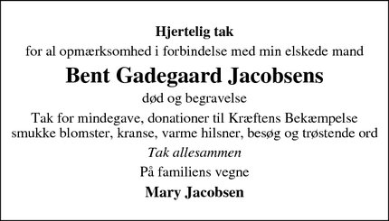 Taksigelsen for Bent Gadegaard Jacobsens - Odense SV