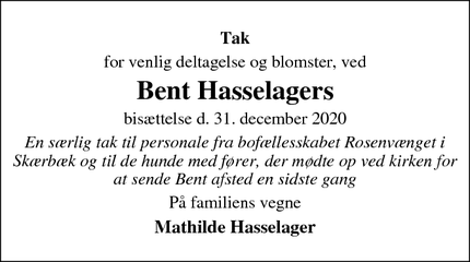 Taksigelsen for Bent Hasselagers  - Padborg