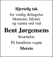 Taksigelsen for Bent Jørgensens - Fredericia