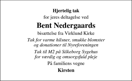 Taksigelsen for Bent Nedergaard - Silkeborg