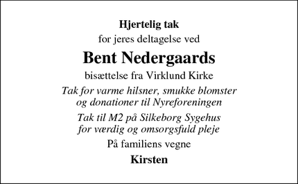 Taksigelsen for Bent Nedergaard - Silkeborg
