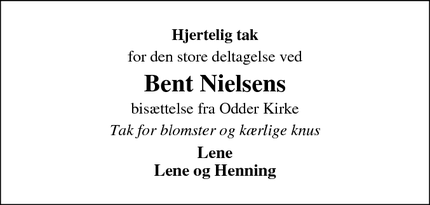 Taksigelsen for Bent Nielsens - Odder