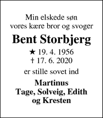 Dødsannoncen for Bent Storbjerg - Herning