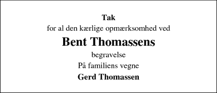 Taksigelsen for Bent Thomassens - Christiansfeld 