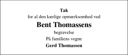 Taksigelsen for Bent Thomassens - Christiansfeld 