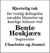 Taksigelsen for Bente
Heskjærs - Bjerringbro