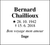 Dødsannoncen for Bernard Chaillioux - Viborg